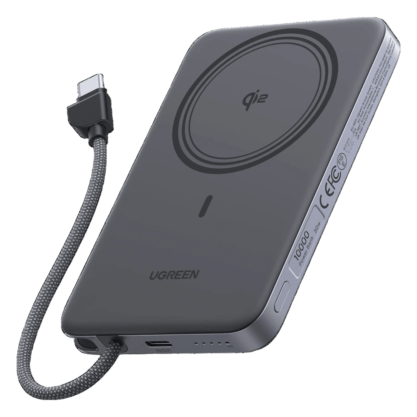 Ugreen MagFlow Air MagSafe-powerbank 10 000 mAh Grå