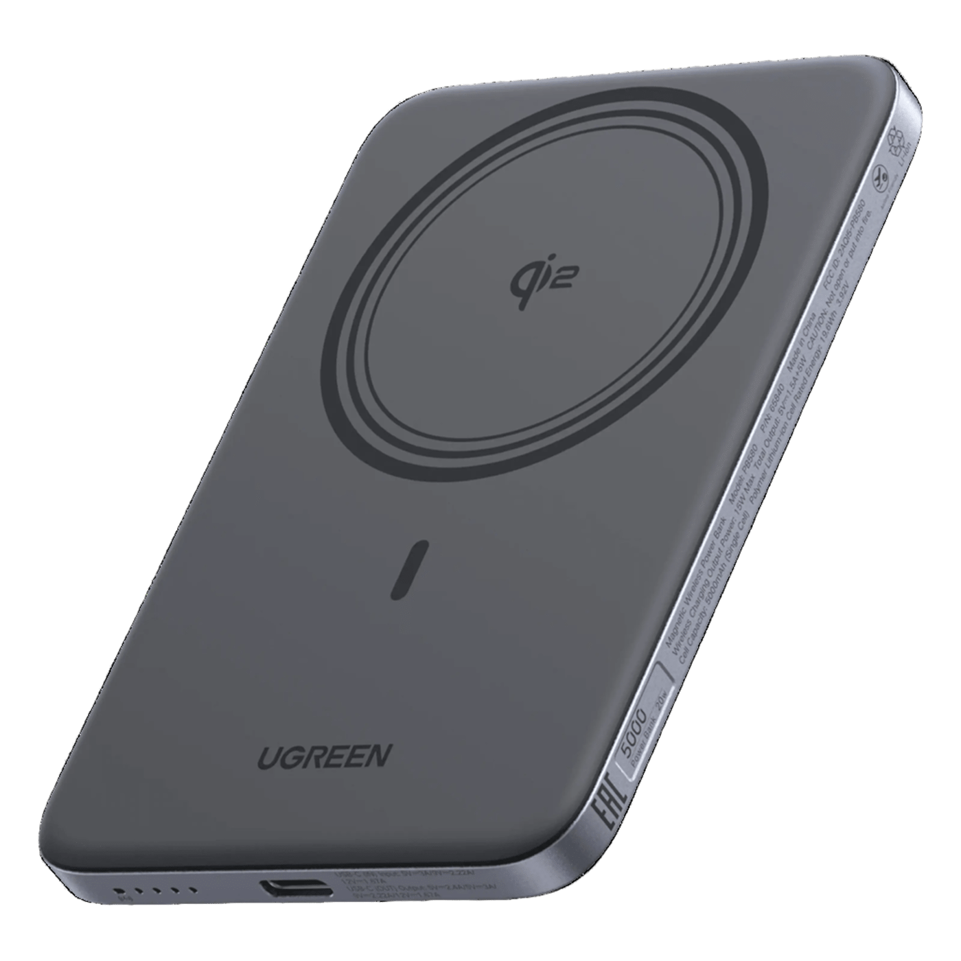 Ugreen MagFlow Air Magnetic Power Bank Romgrå