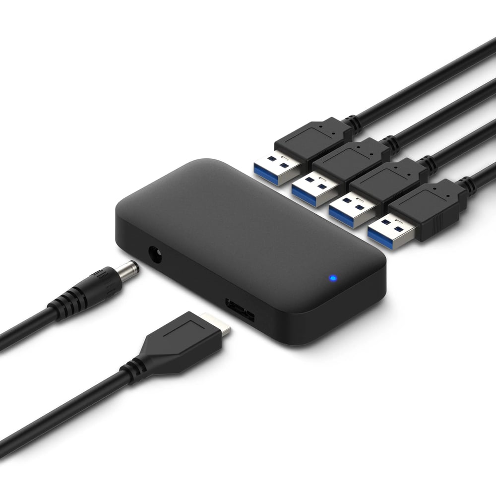 Plexgear USB 5 Gb/s-hub med strømforsyning, 4-veis | Kjell & Company