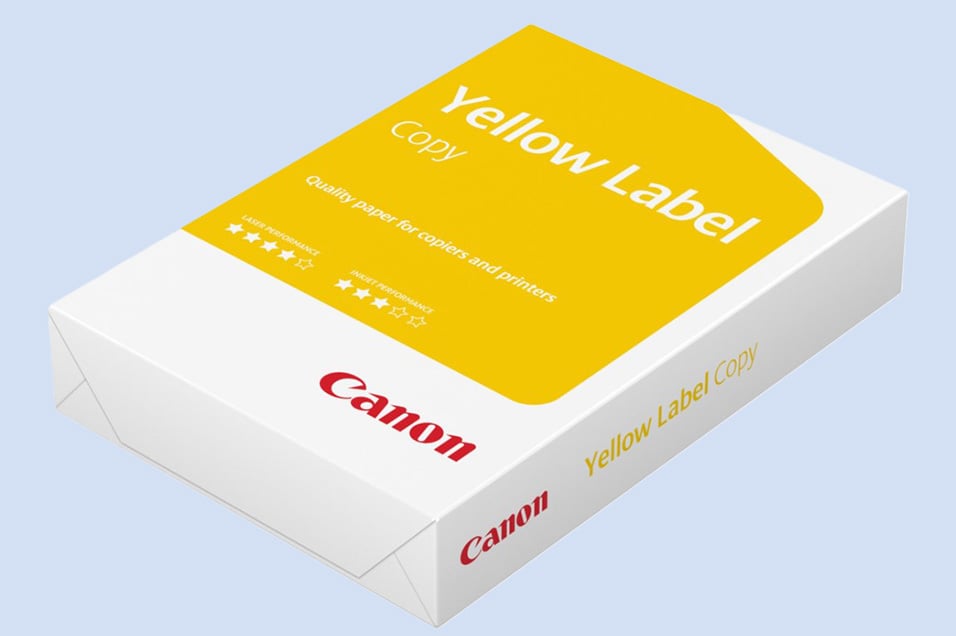 Canon Yellow Label kopieringspapper med texten "Quality paper for copiers and printers".