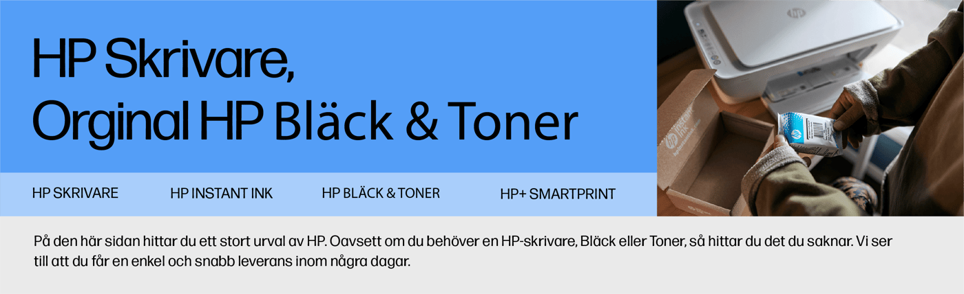 HP varumärkessida bläck, patroner och skrivare