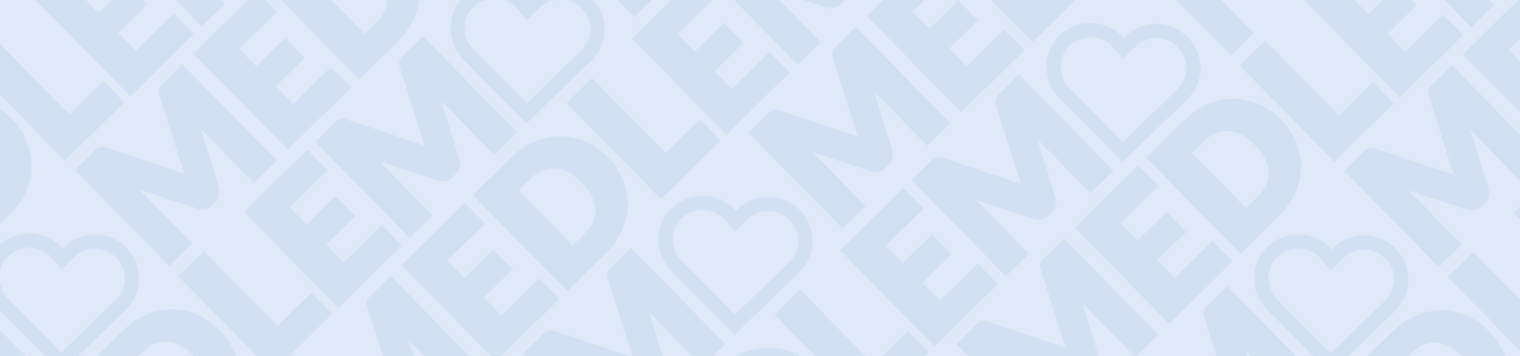 Blått mönster med ordet "MEDLEM" och hjärtsymboler i diagonalt upprepat motiv.