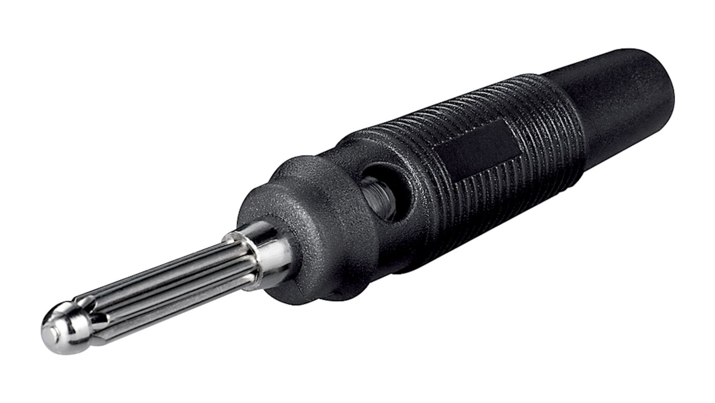 4 mm bananplugg 55 mm med skruforbindelse Svart