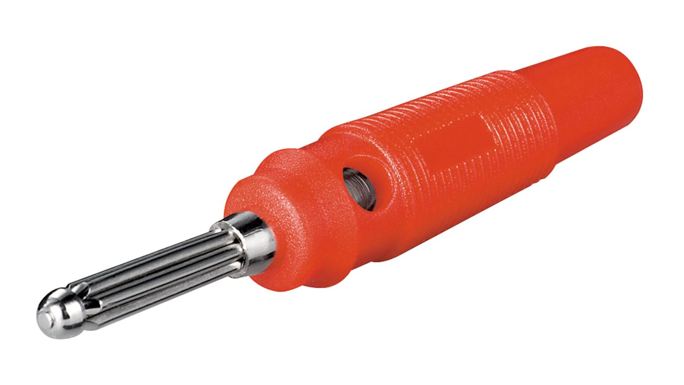 4 mm bananplugg 55 mm med skruforbindelse Rød