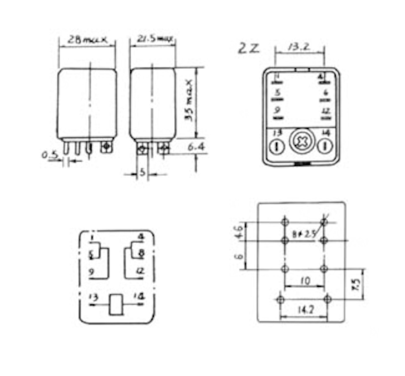 2-poligt relä 240 V AC 10 A / 250 V