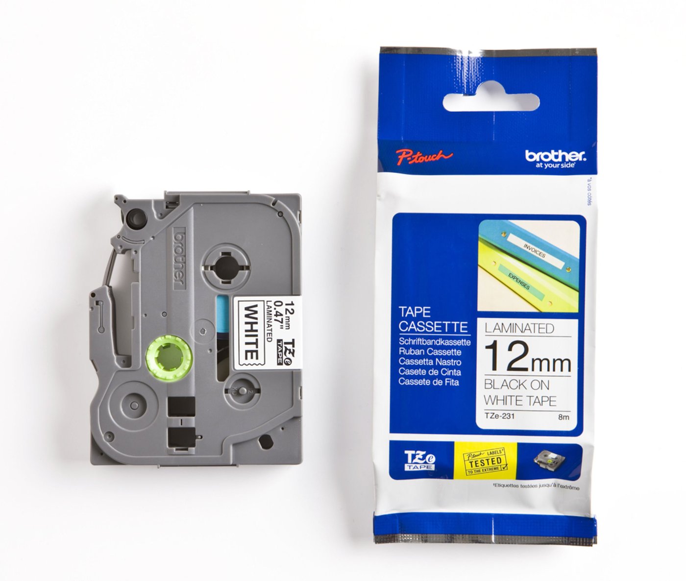 Brother TZe-tape 12 mm Svart/hvit