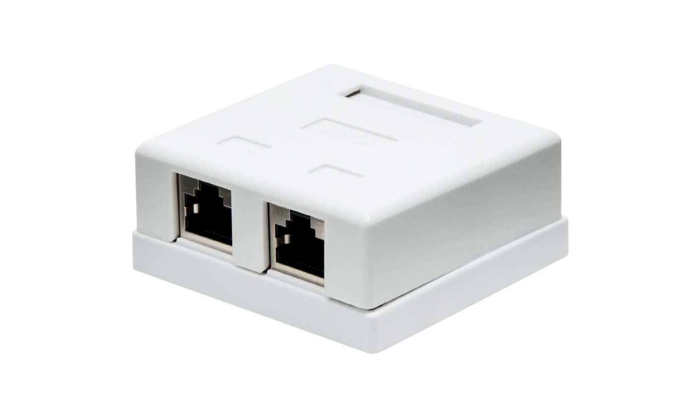 Utenpåliggende UTP-nettverksuttak Cat. 6 2-port