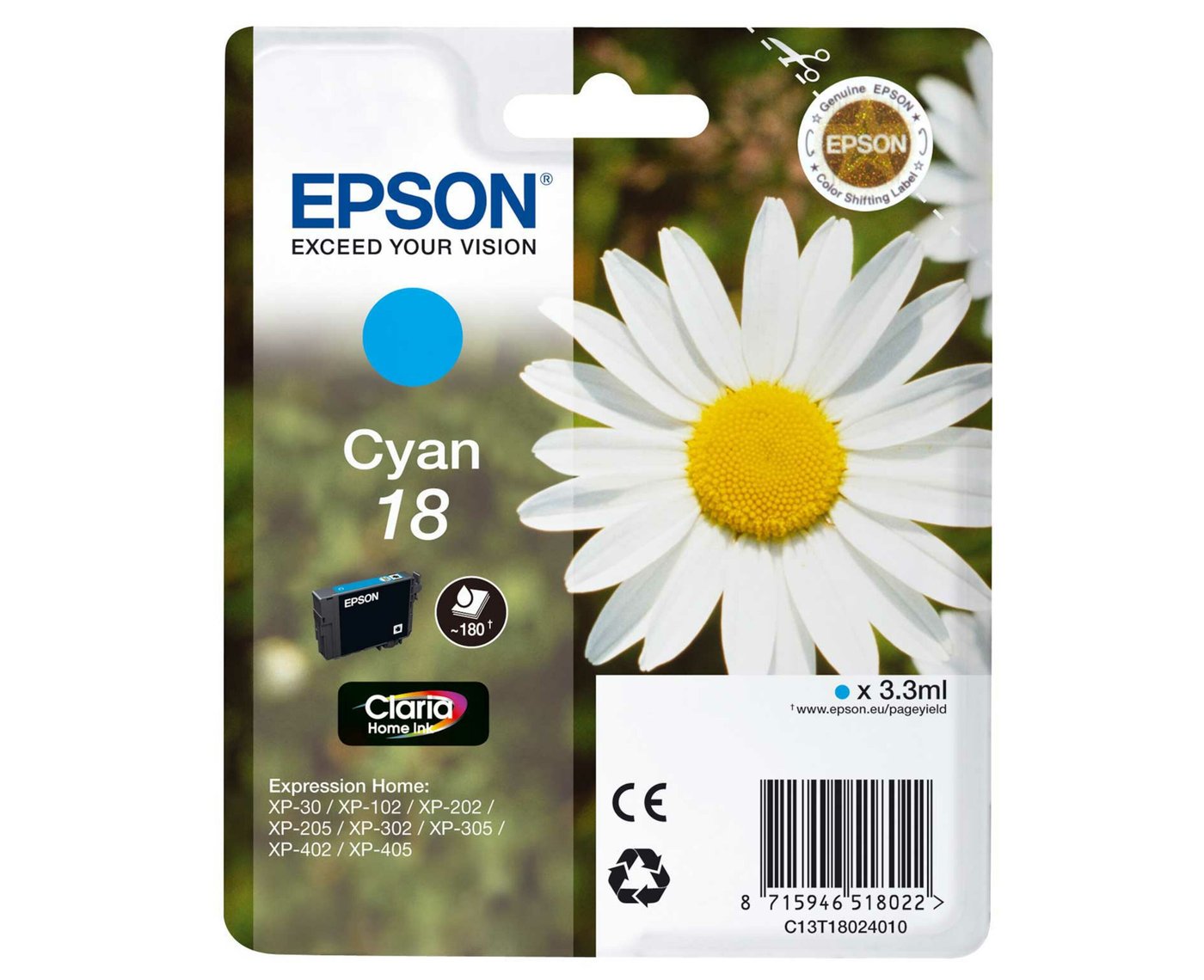 Epson T1802 Bläckpatron Cyan