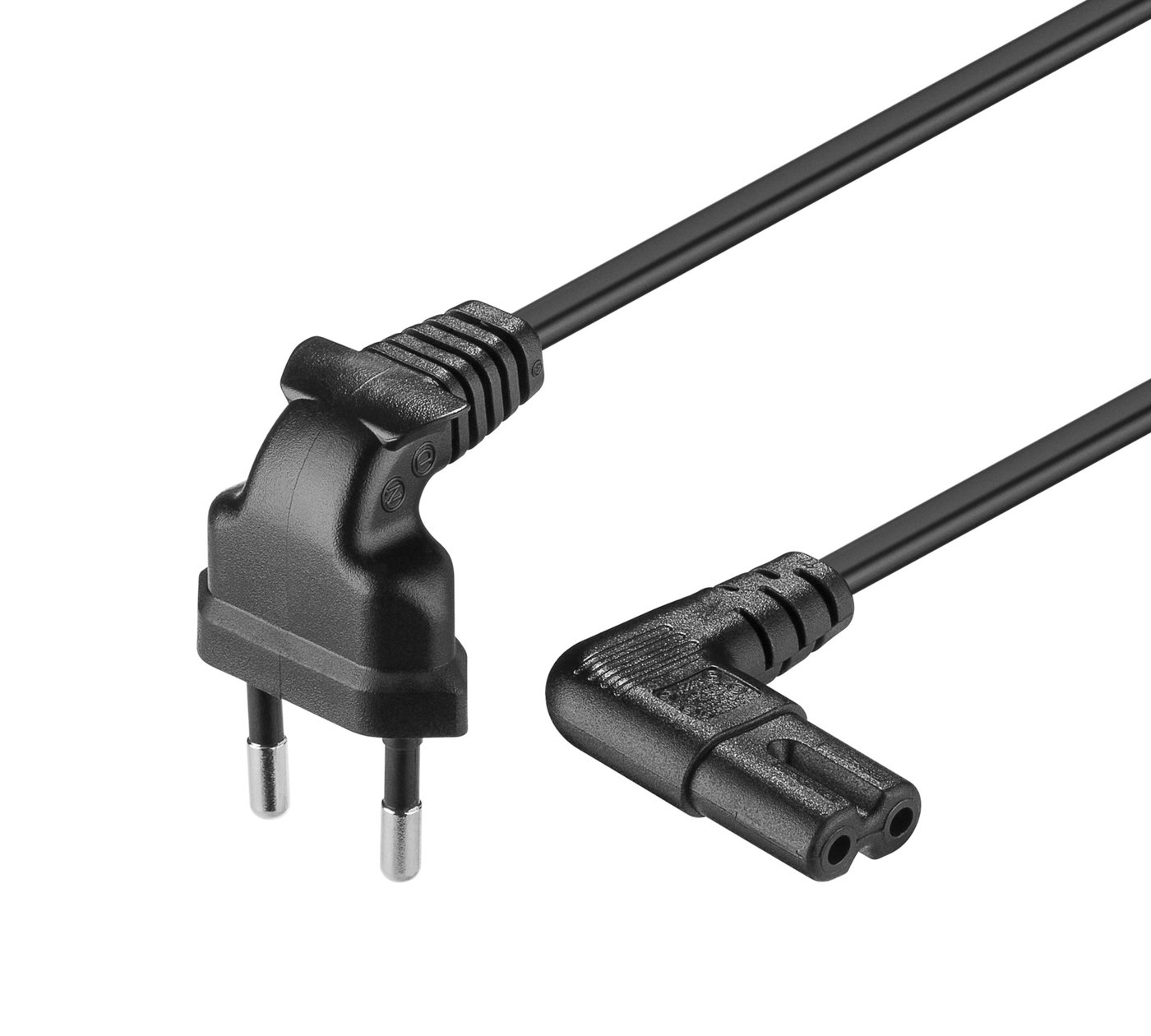 Apparatkabel C7 med vinklede kontakter, svart 3 m