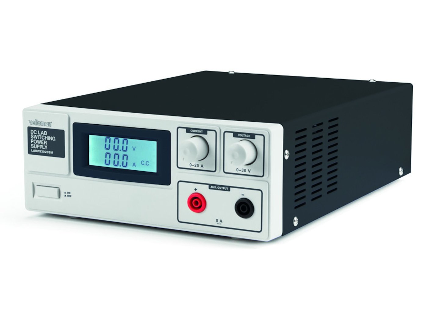 Labstrømforsyning 0-30 V/0-20 A