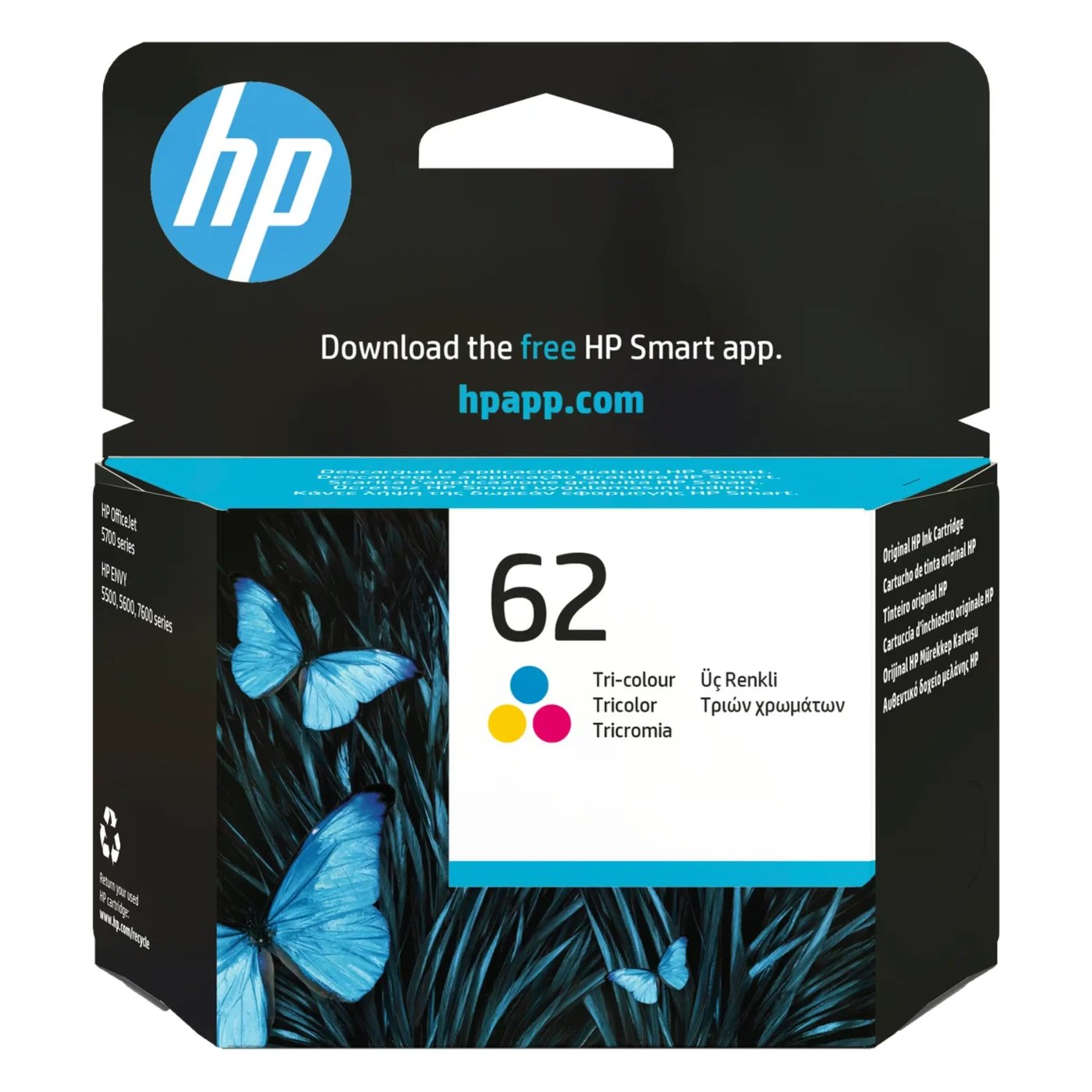 HP 62 blekkpatron, flere farger