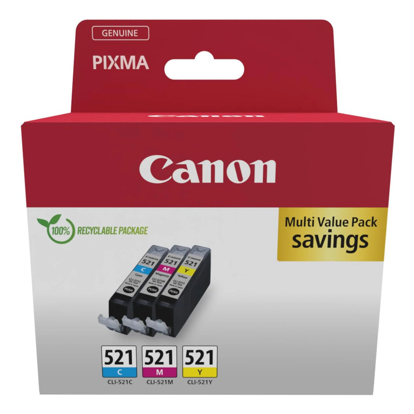 Canon CLI-521 Blekkpatroner, 3-pakning