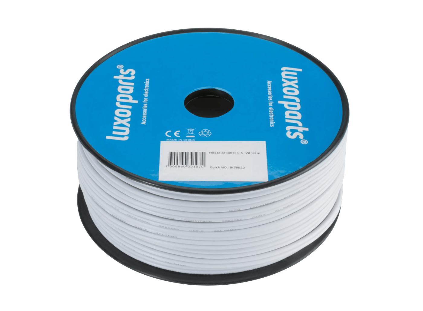 Luxorparts Högtalarkabel 1,5 mm² Vit 25 m