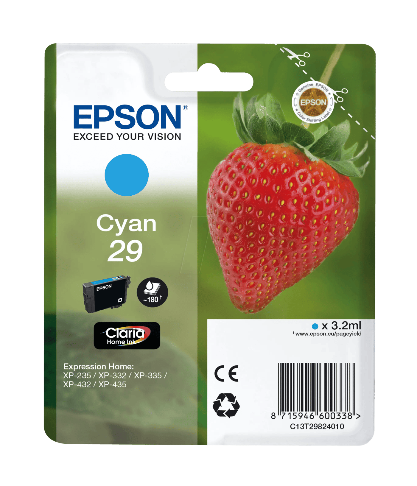 Epson T2982 Bläckpatron Cyan