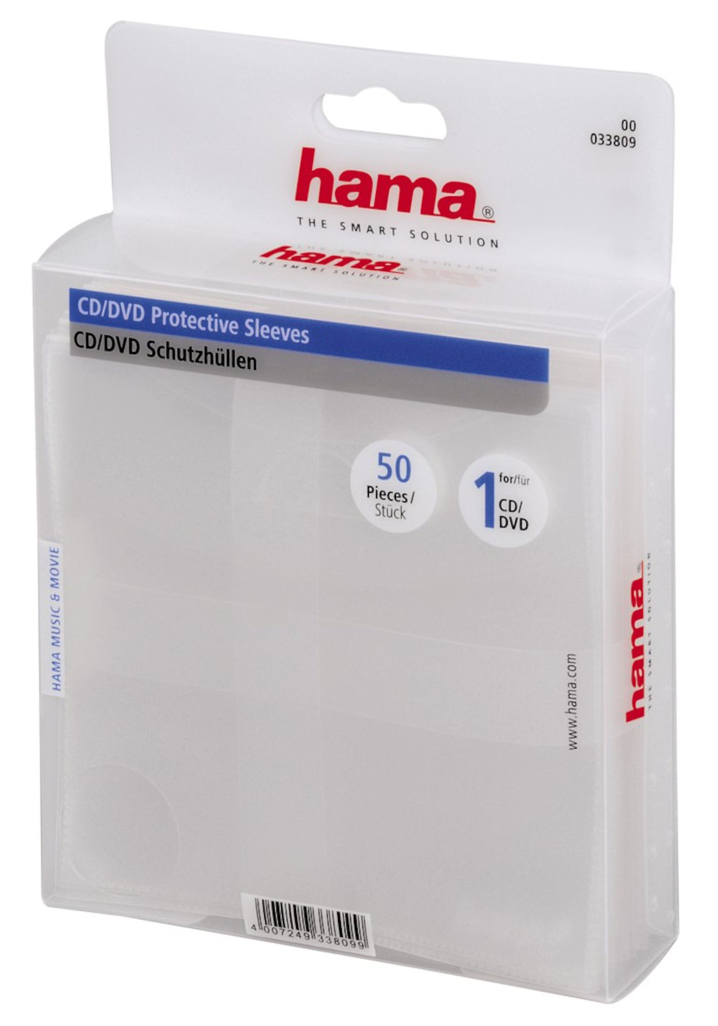 Hama CD/DVD-lomme med lokk, 50-pk.