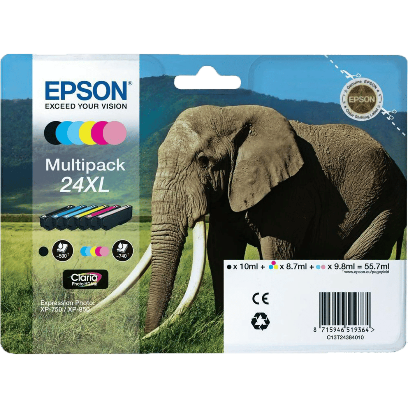 Epson T2438 Blekkpatroner XL, 6-pakning