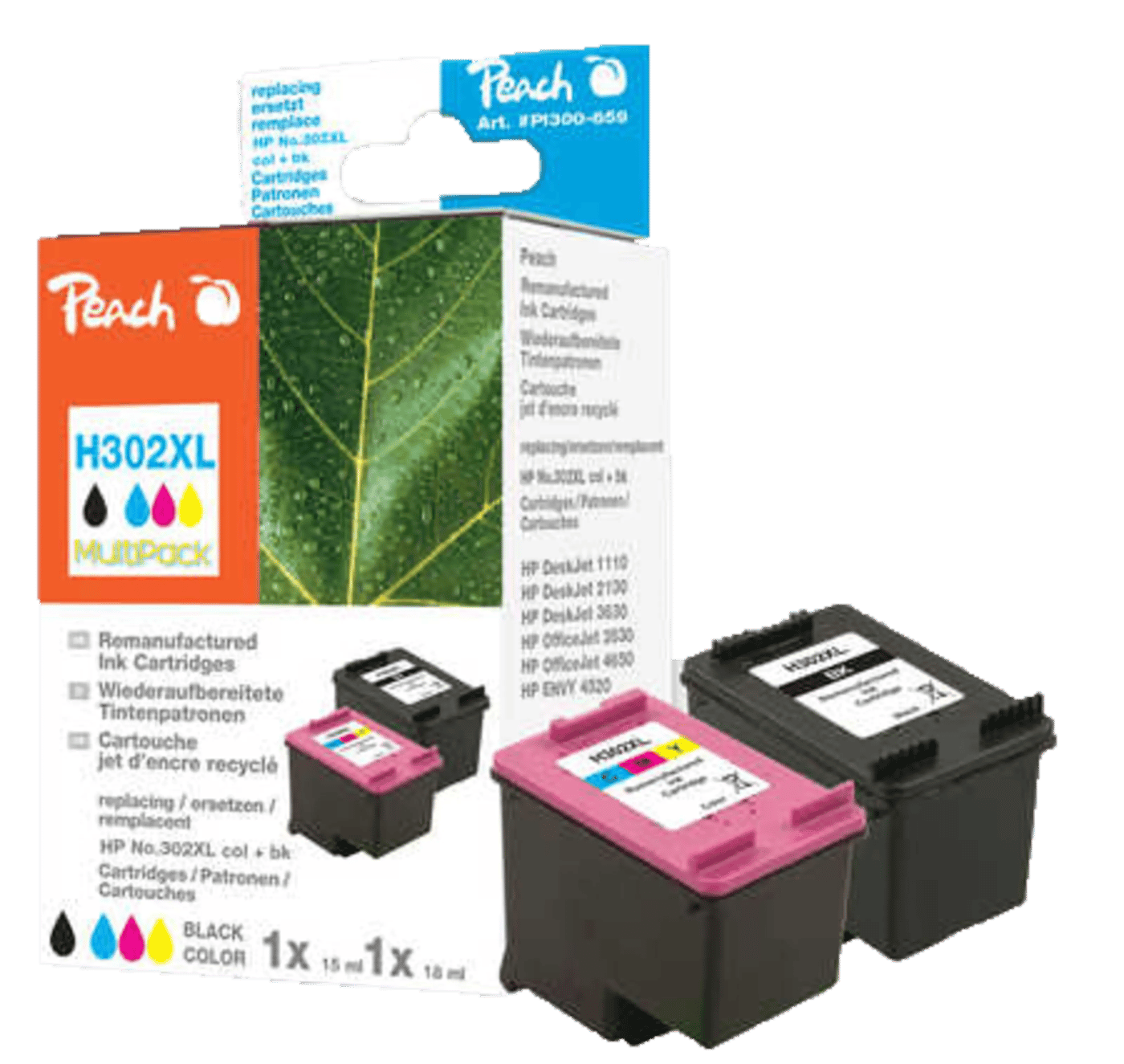 Peach Blekkpatron tilsvarer HP 302XL 2-pk.