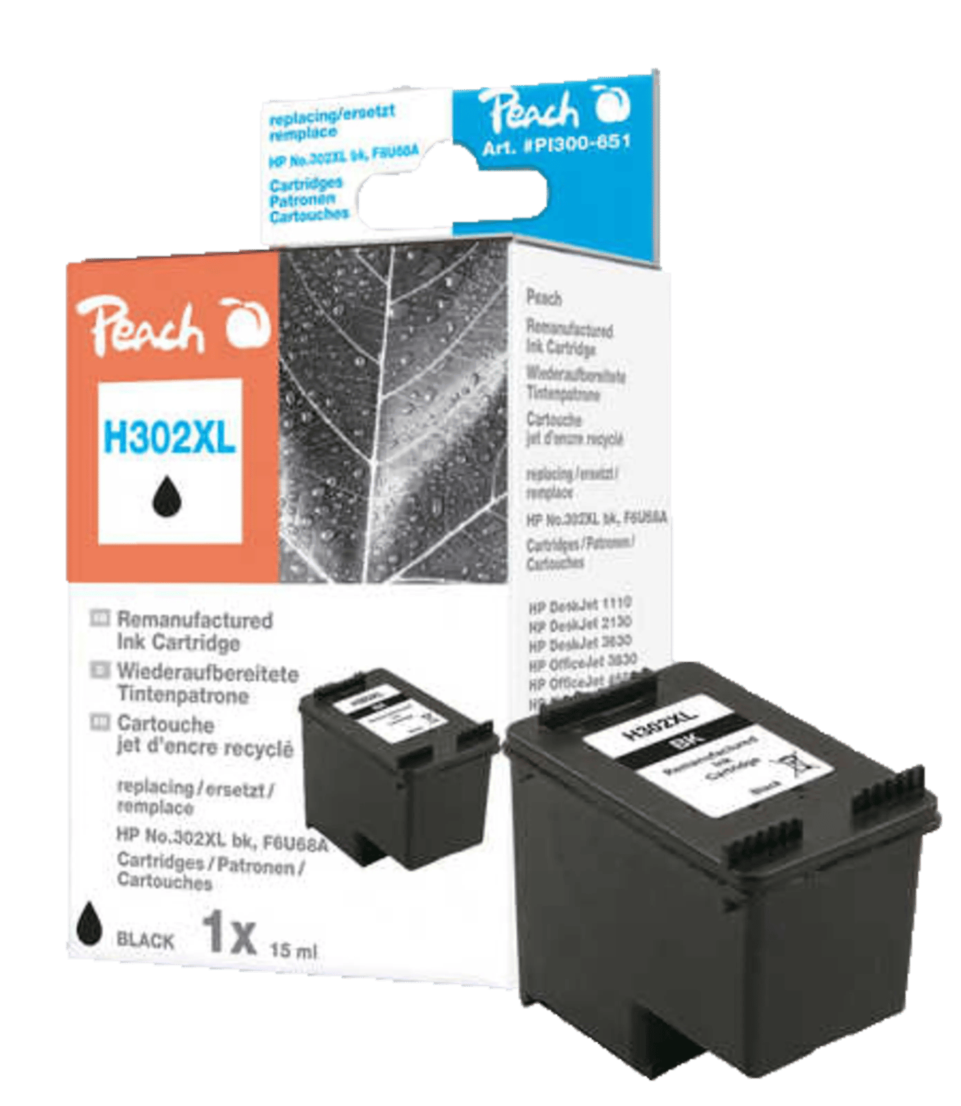 Peach Blekkpatron tilsvarer HP 302XL svart