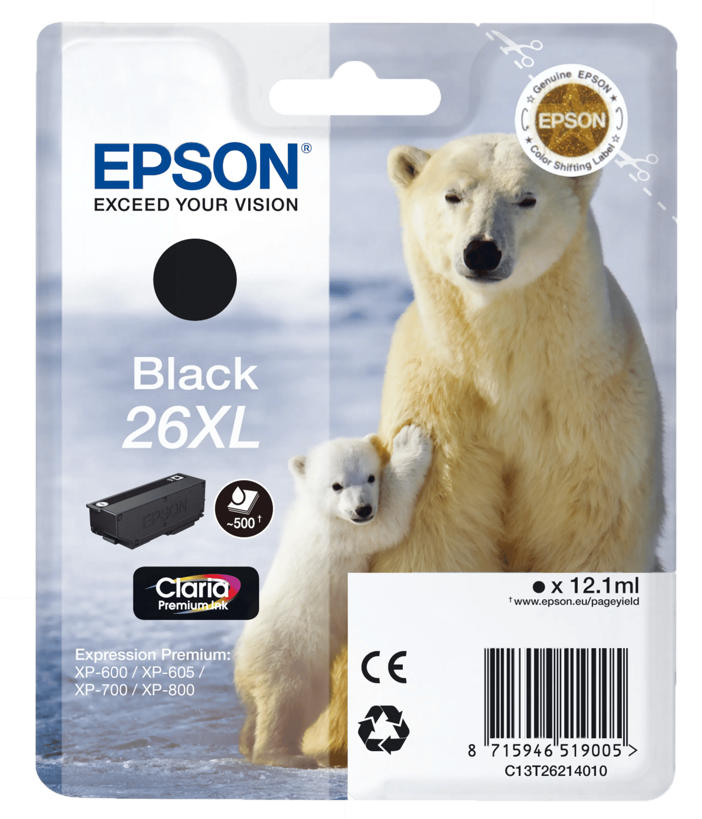 Epson T2621 XL Blekkpatron, svart