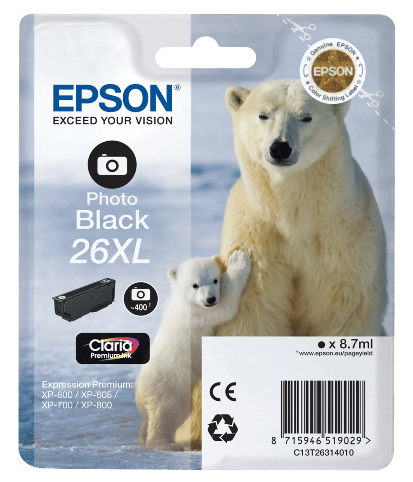 Epson T2631 XL Blekkpatron, fotosvart