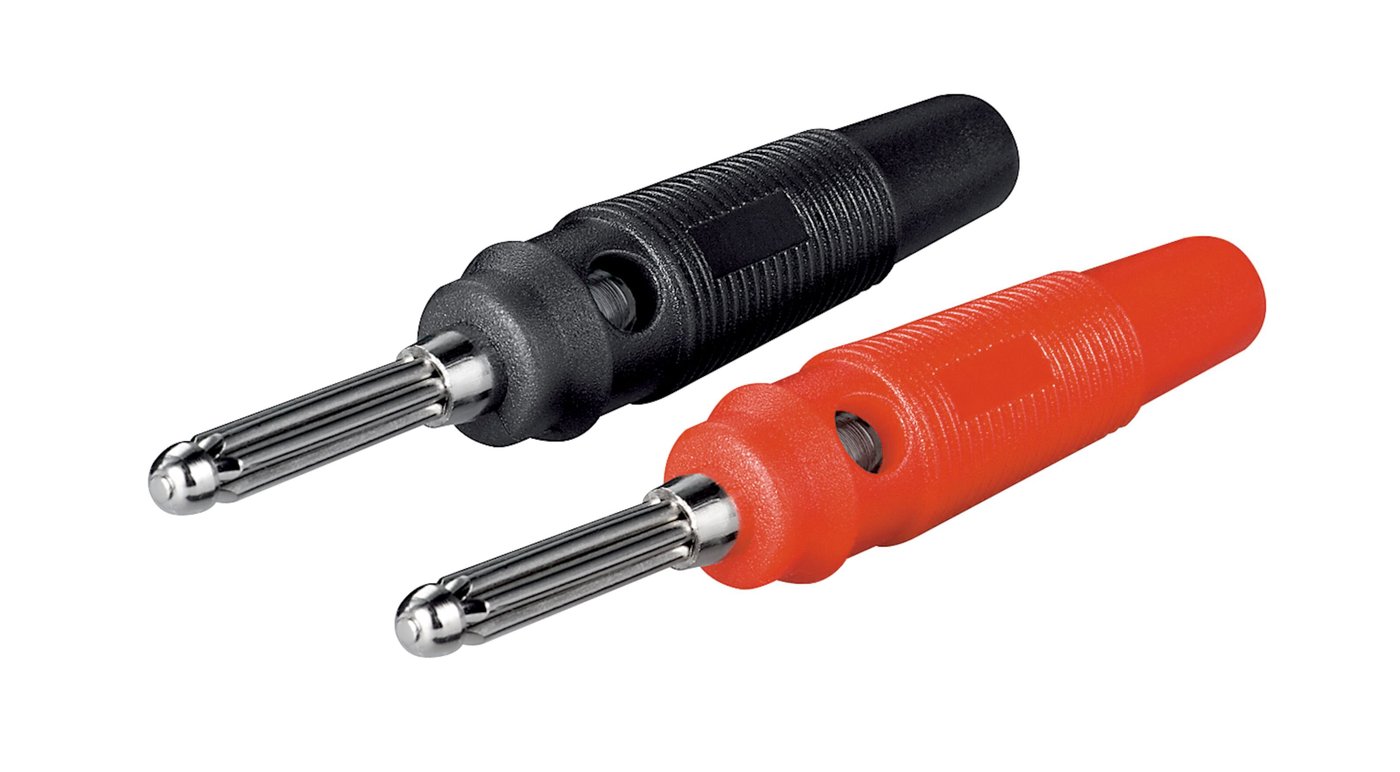 4 mm bananplugg 55 mm med skruforbindelse Rød