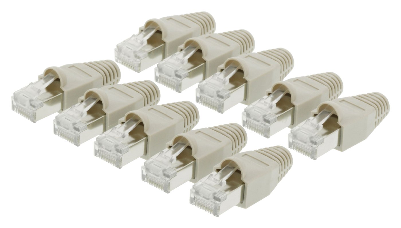 Luxorparts STP-modulkontakt RJ45 Cat.6 med böjskydd 10-pack
