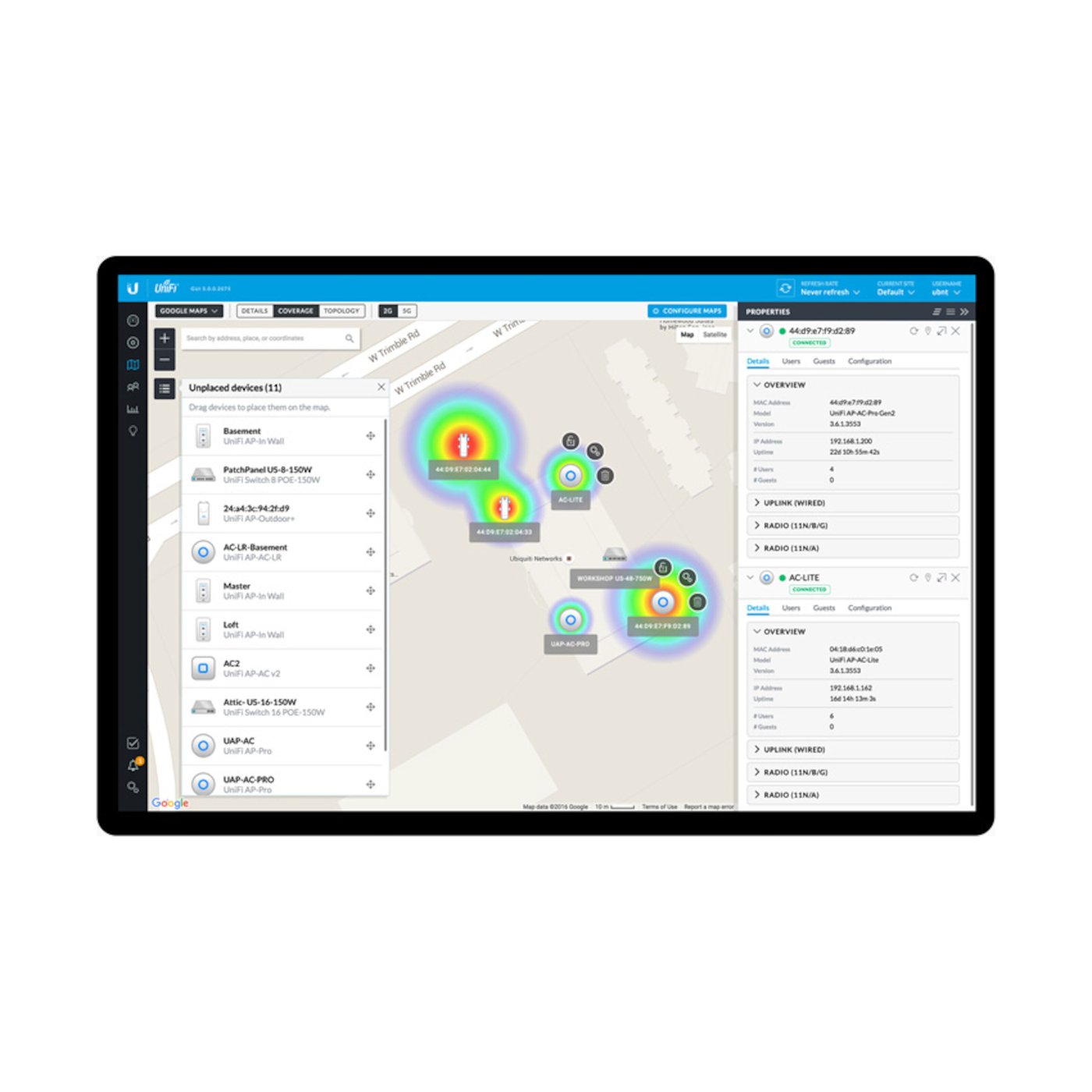 Ubiquiti Unifi UAP-AC-Lite Roaming-accesspunkt AC1200