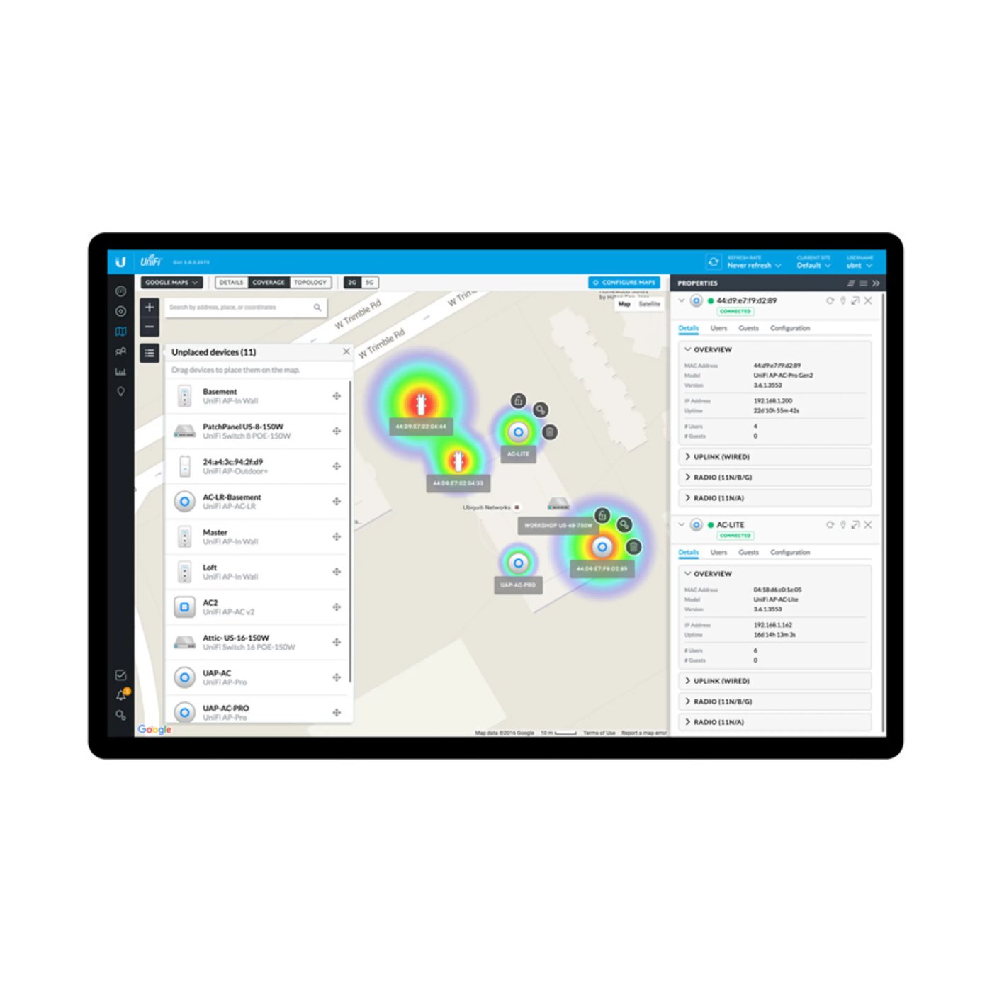 Ubiquiti Unifi UAP-AC-LR Roaming-accesspunkt AC1300