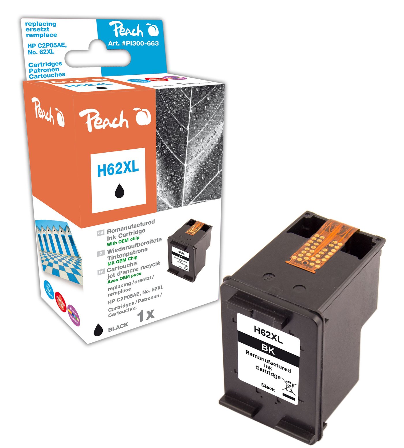 Peach Blekkpatron tilsvarer HP 62XL svart