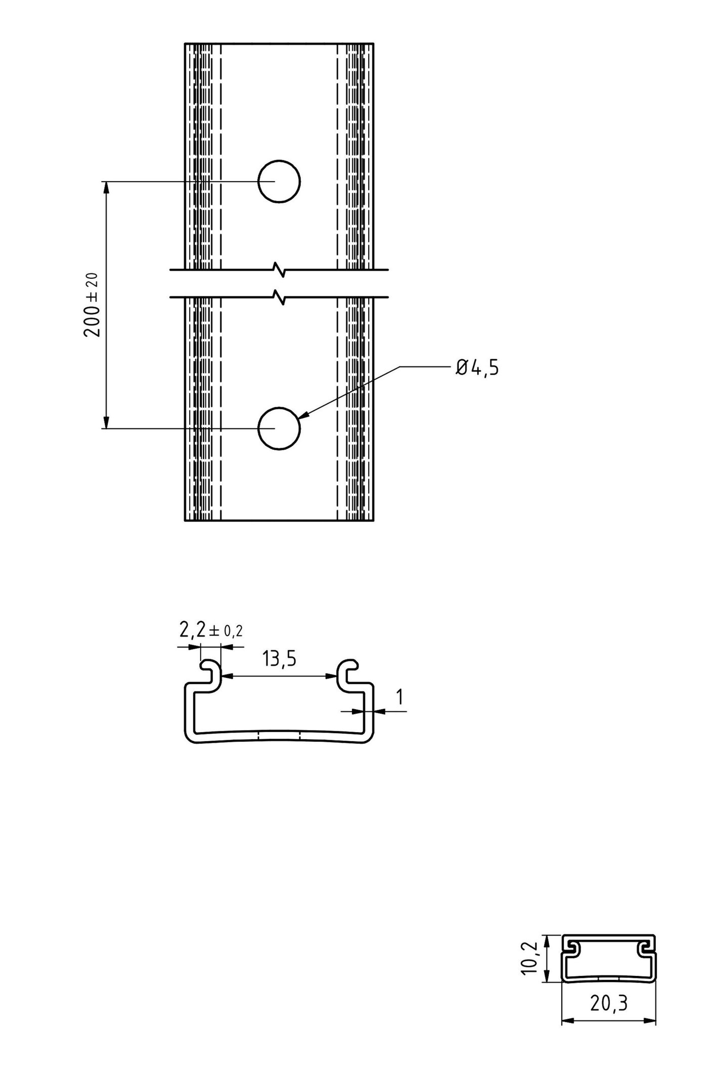 Kabelkanal Hvit 20x10 mm 2 m