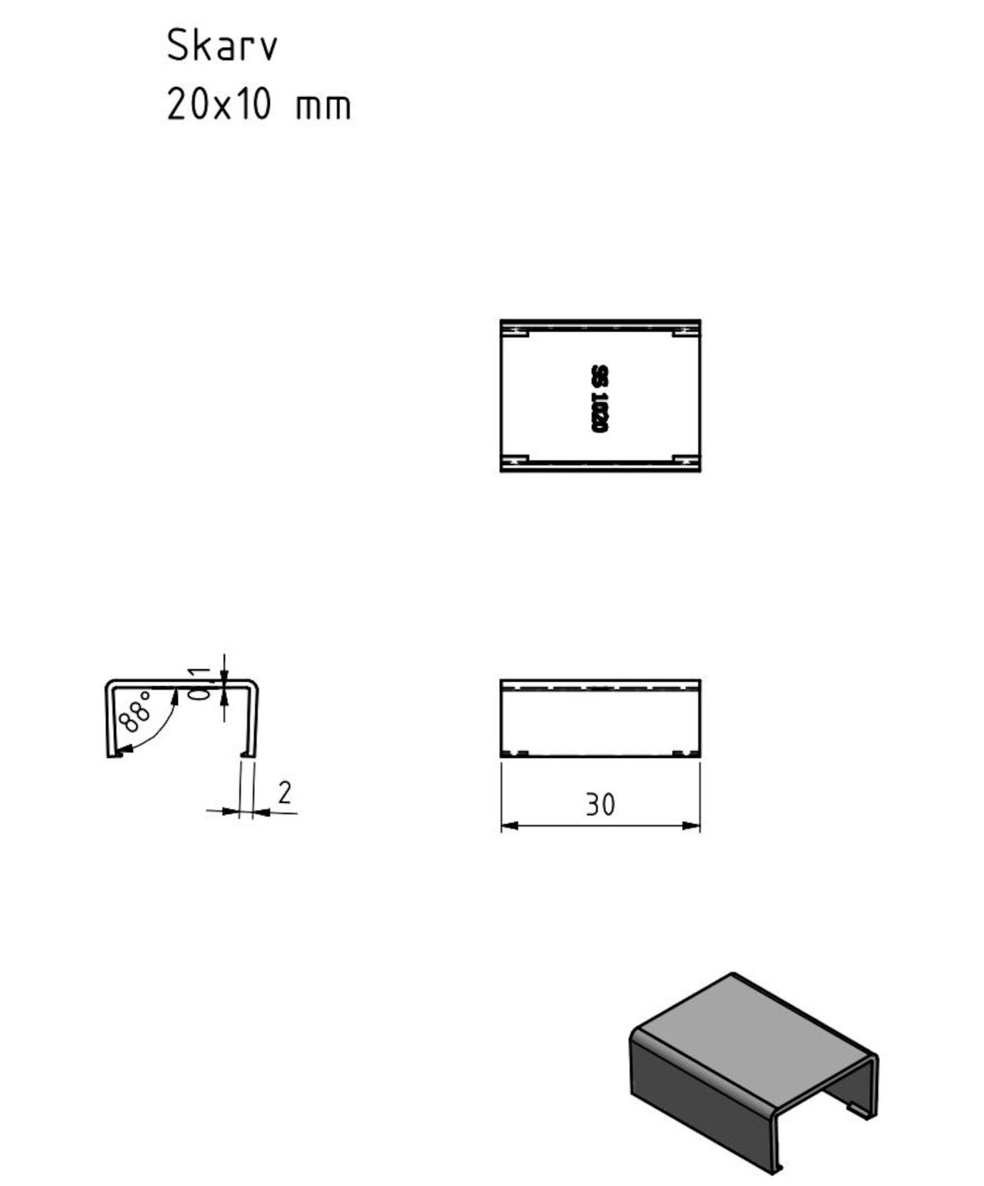 Skjøt for kabelkanal 20x10 mm