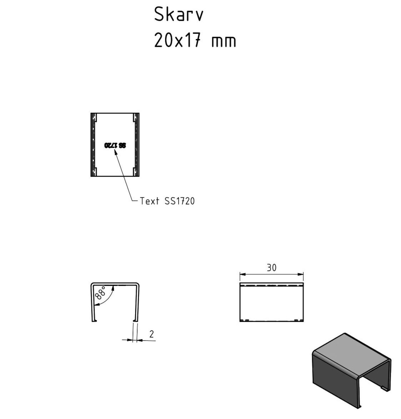 Skjøt for kabelkanal 20x17 mm
