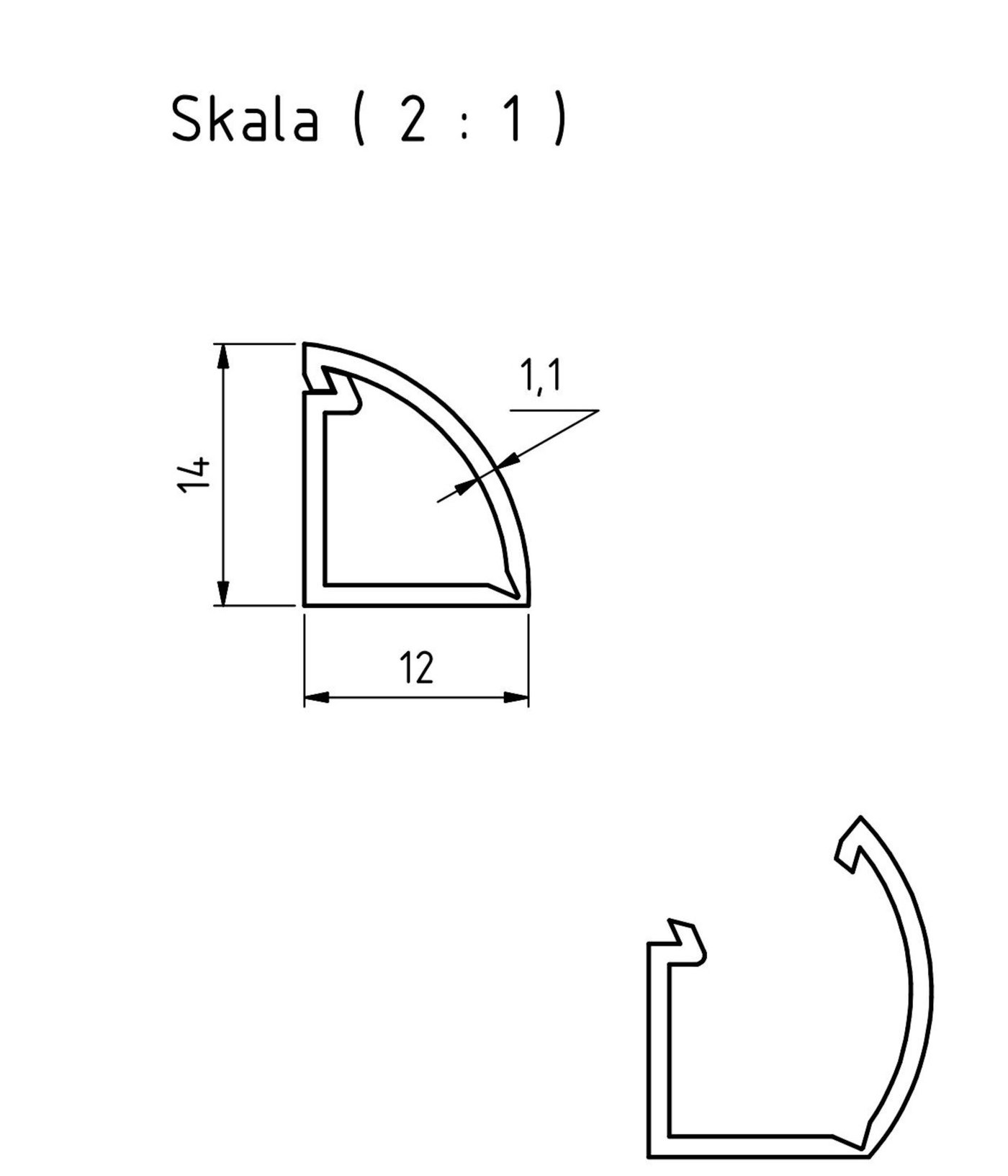 Kabelkanal för hörn 12x14 mm 2 m