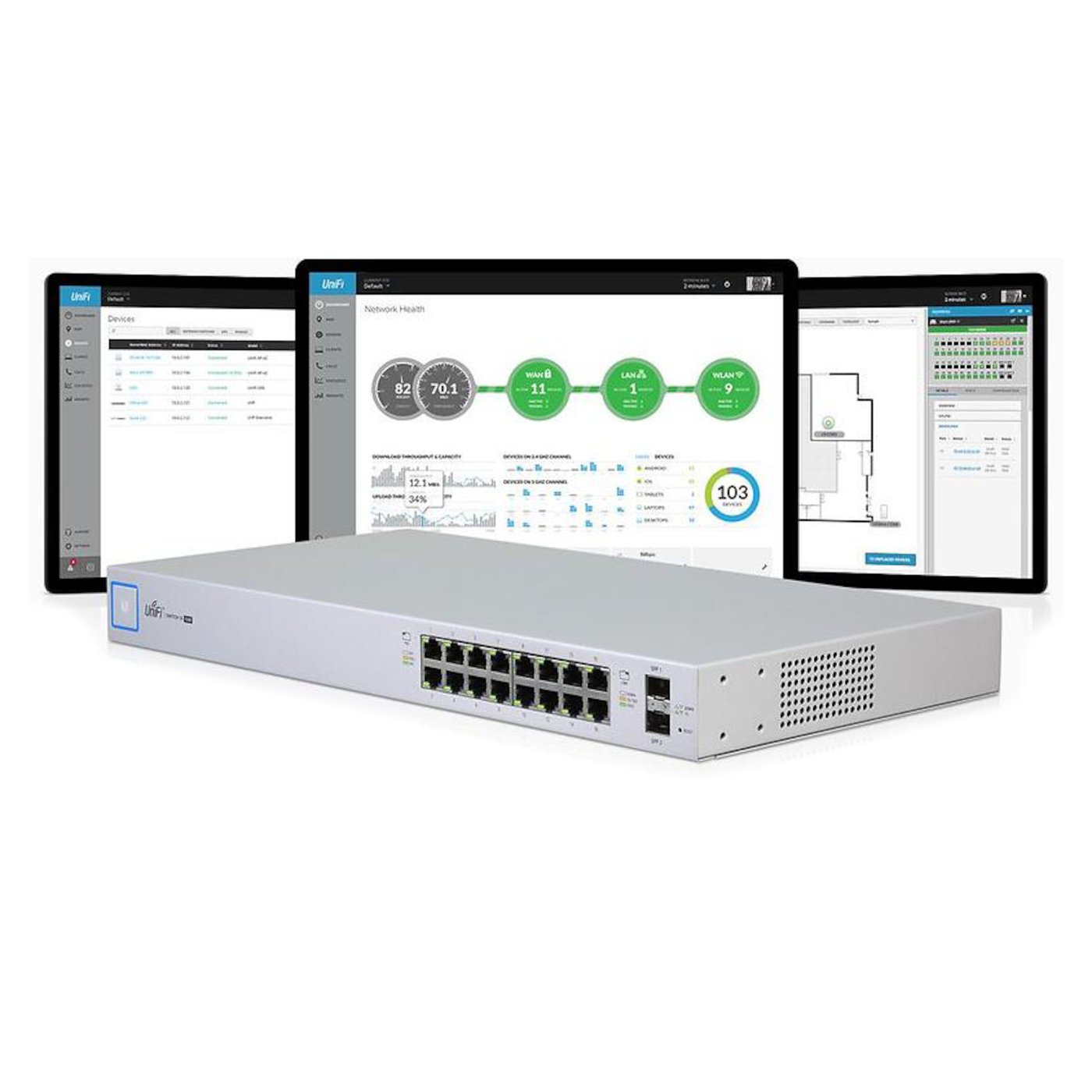Ubiquiti Unifi US-16-150W POE-gigabitswitch 16 portar