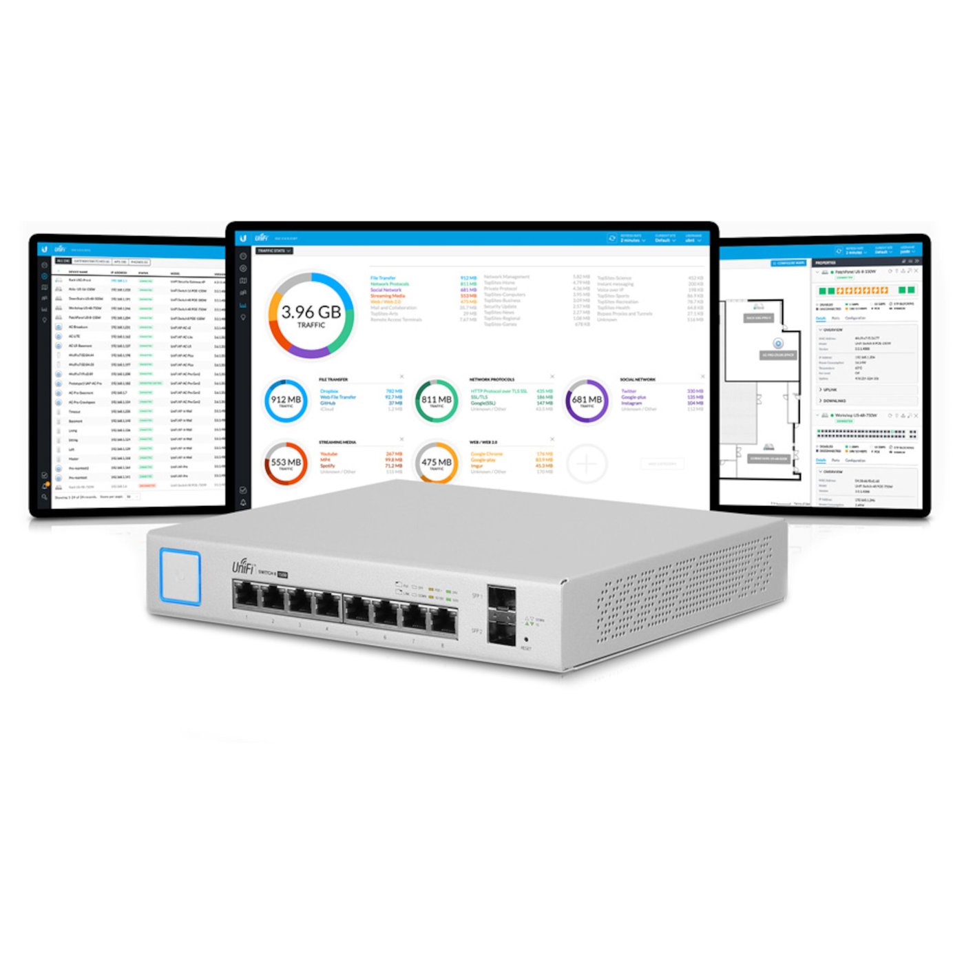 Ubiquiti Unifi US-8-150W POE-gigabitswitch 8 portar