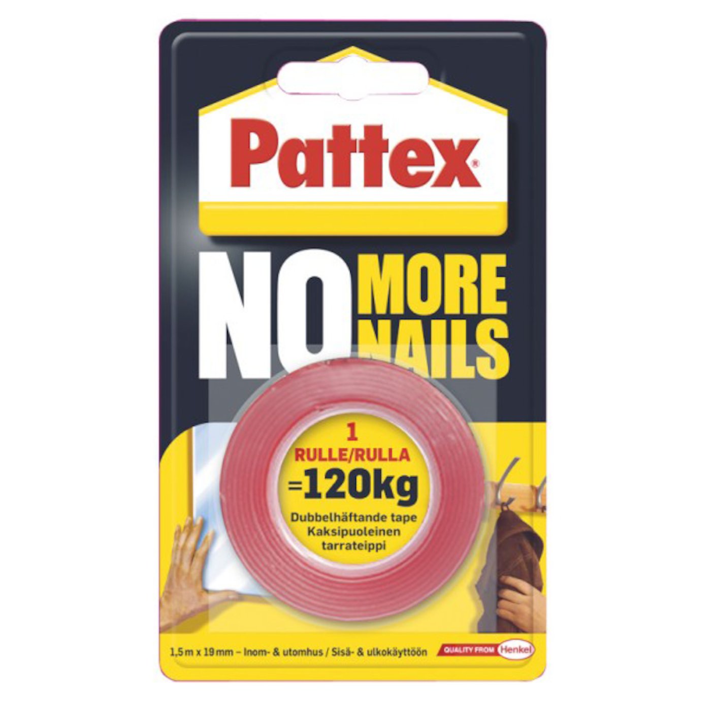 Pattex No more nails, dobbeltsidig teip, 1,5 m