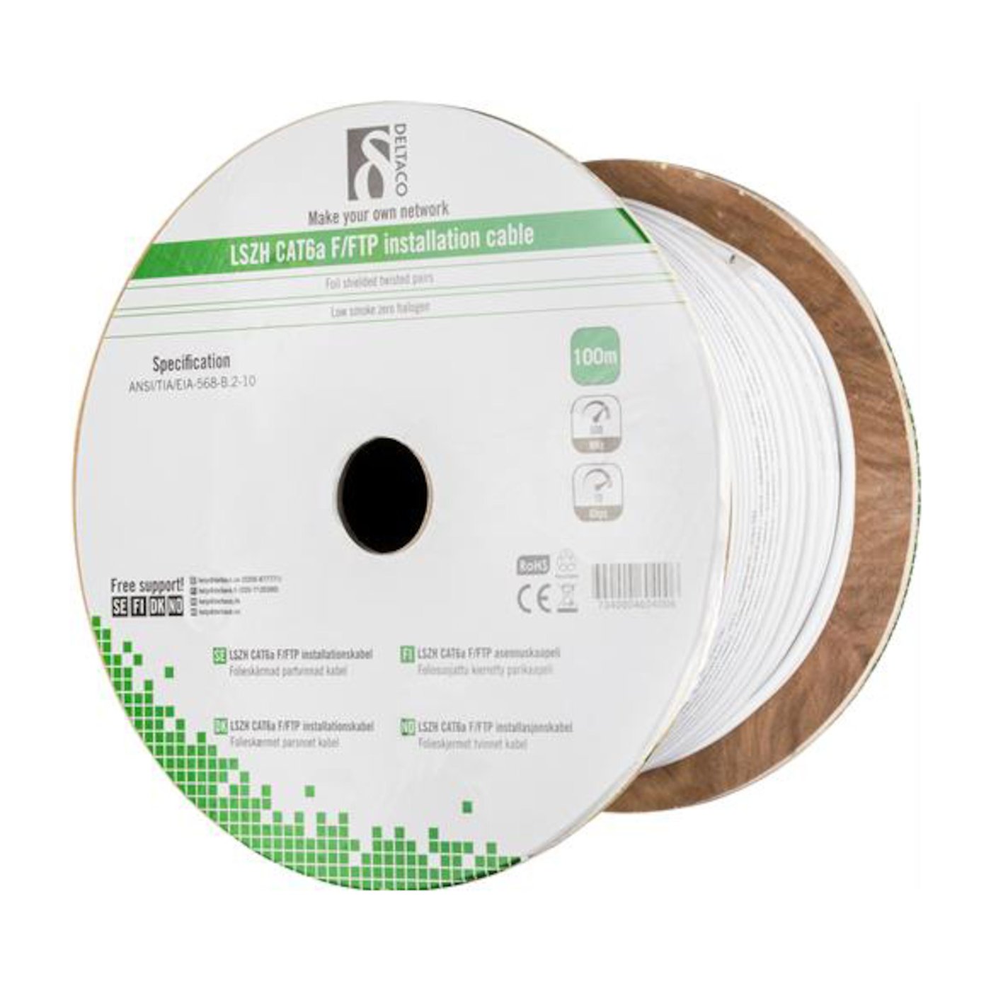 Luxorparts Myk S/FTP-nettverkskabel Cat. 6 Hvit 100 m