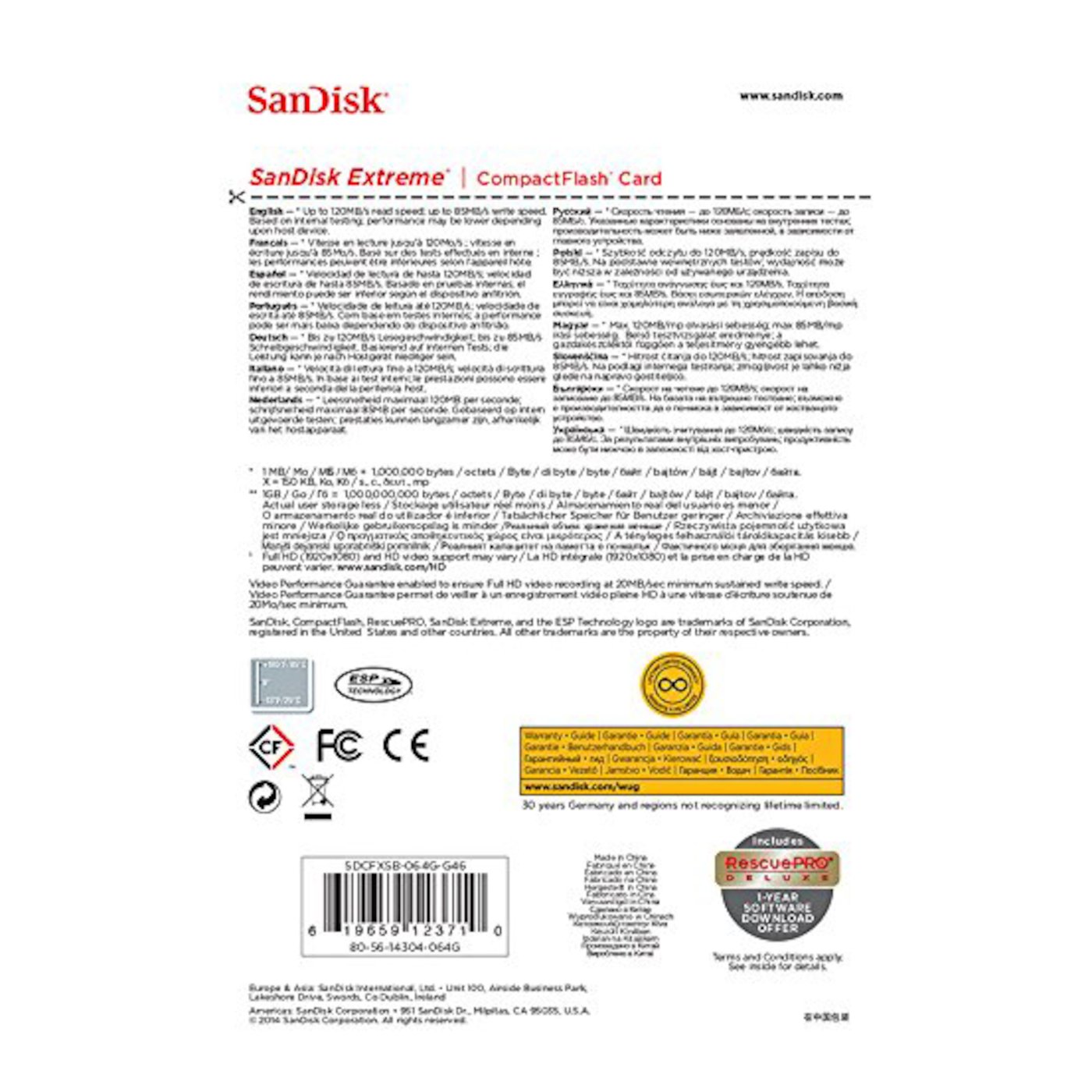 Sandisk Extreme CF-kort 64 GB