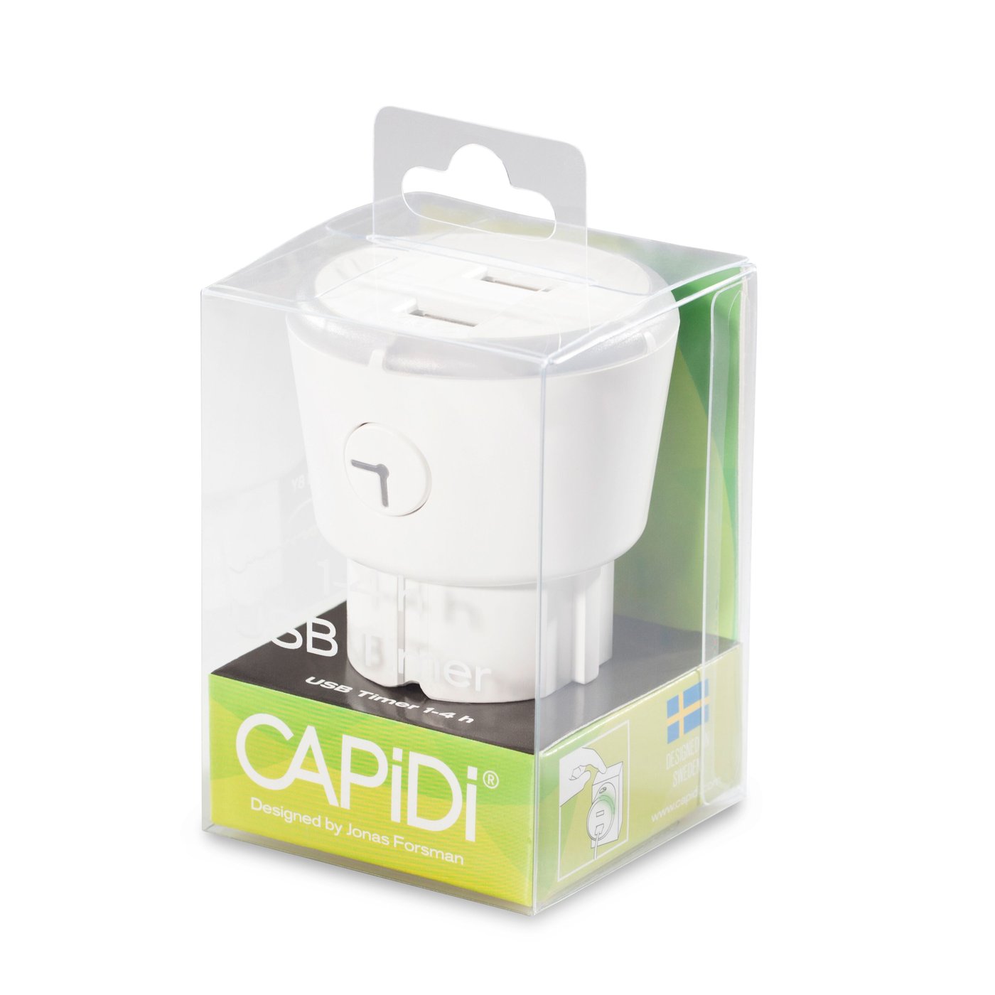 Capidi USB-säkerhetstimer med två portar 3,4 A Vit