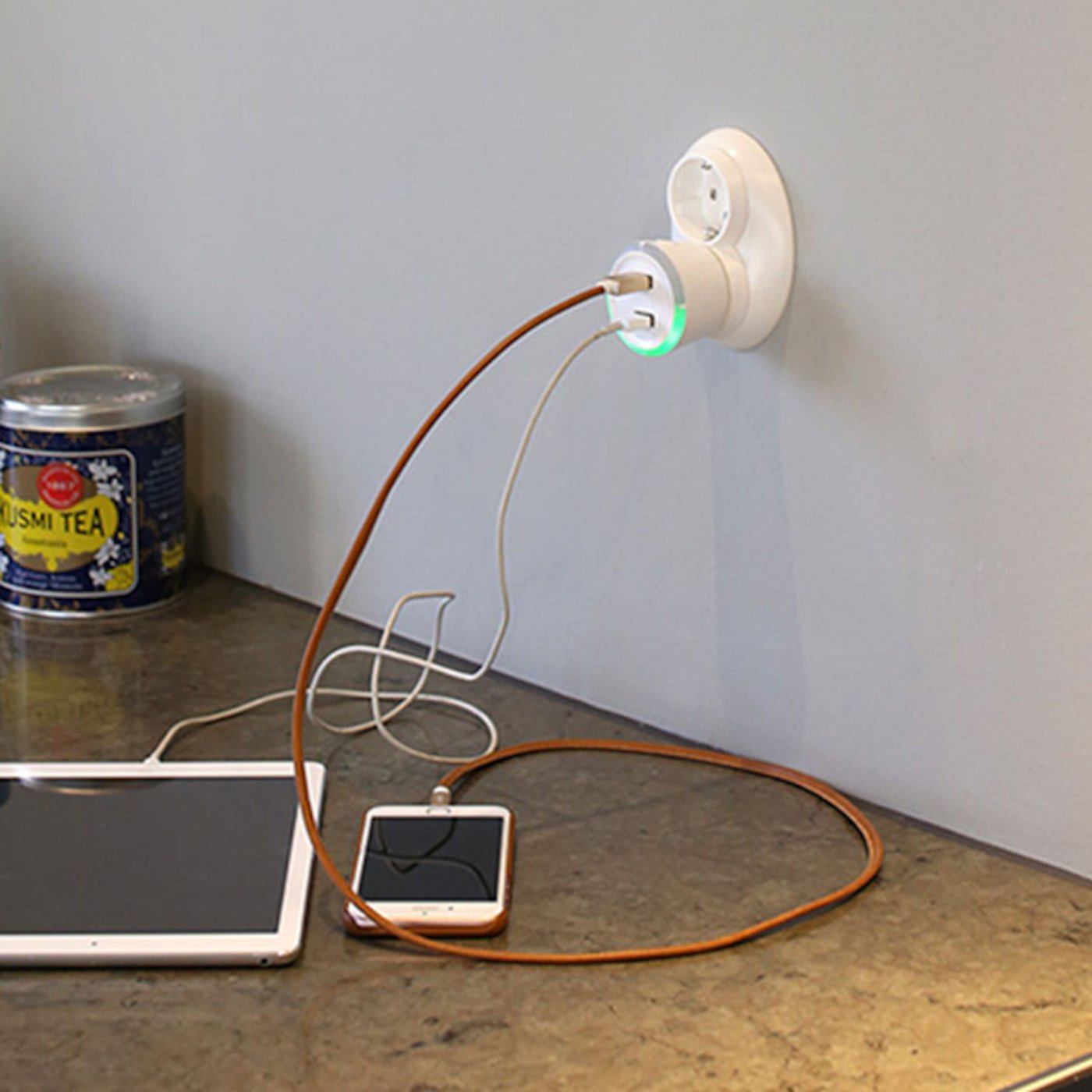 Capidi USB-säkerhetstimer med två portar 3,4 A Vit