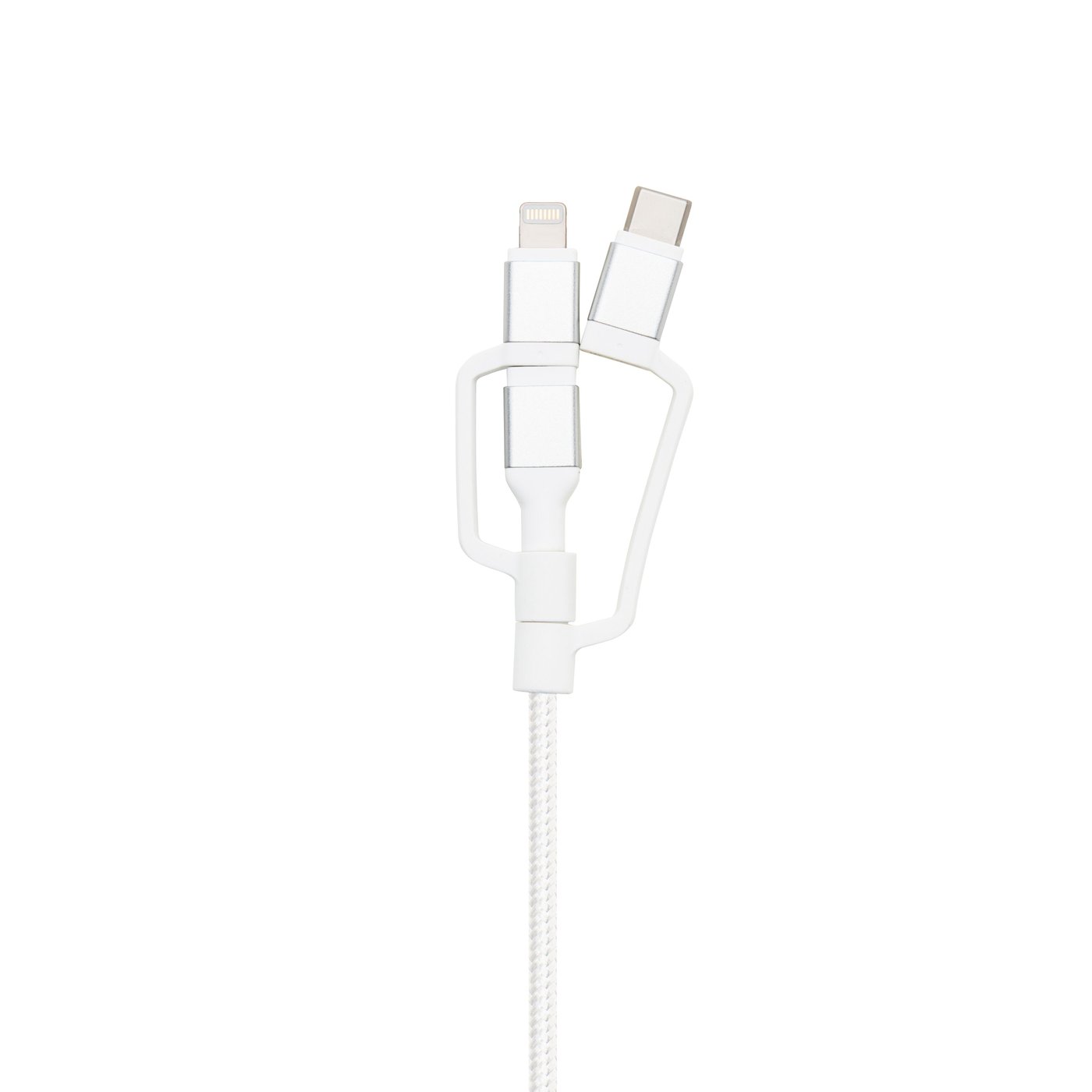 Linocell Premium Micro-USB-kabel med Lightning- och USB-C-adapter Vit