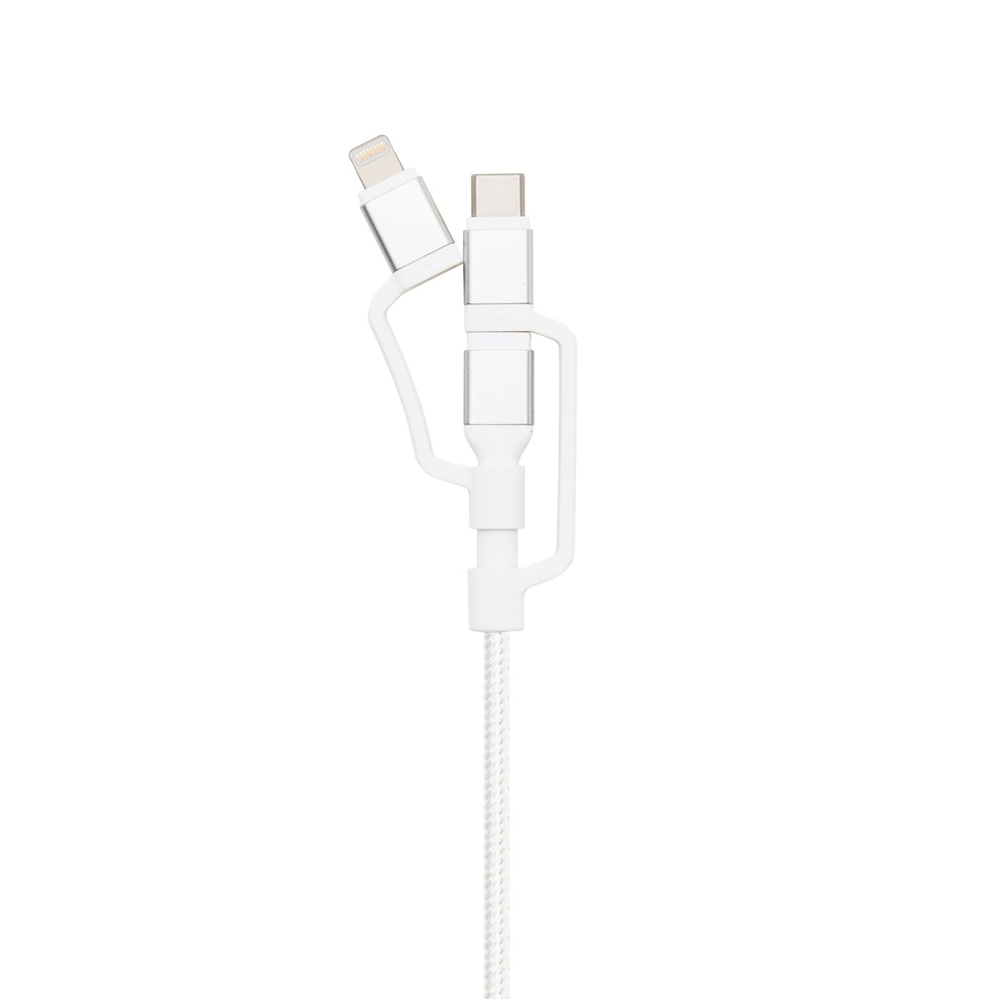 Linocell Premium Micro-USB-kabel med Lightning- og USB-C-adapter Hvit