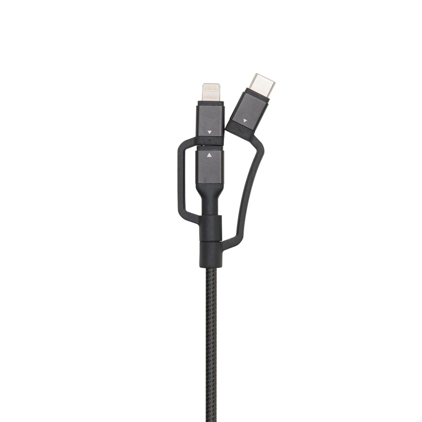 Linocell Premium Micro-USB-kabel med Lightning- och USB-C-adapter Svart