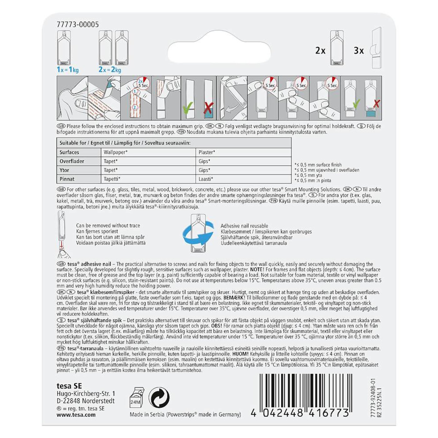 Tesa Limspiker for tapet og gips 1 kg 2-pk.