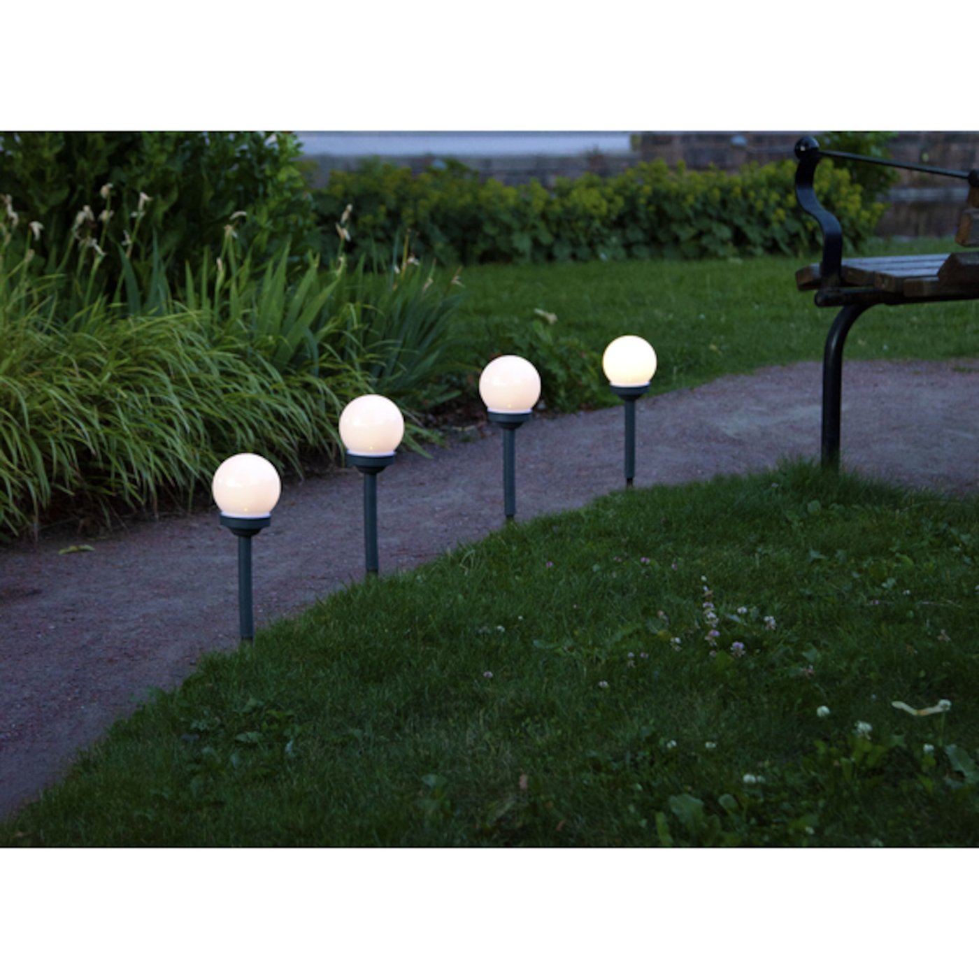 Solcelledrevet LED-lampe Ø10 cm 4-pk.