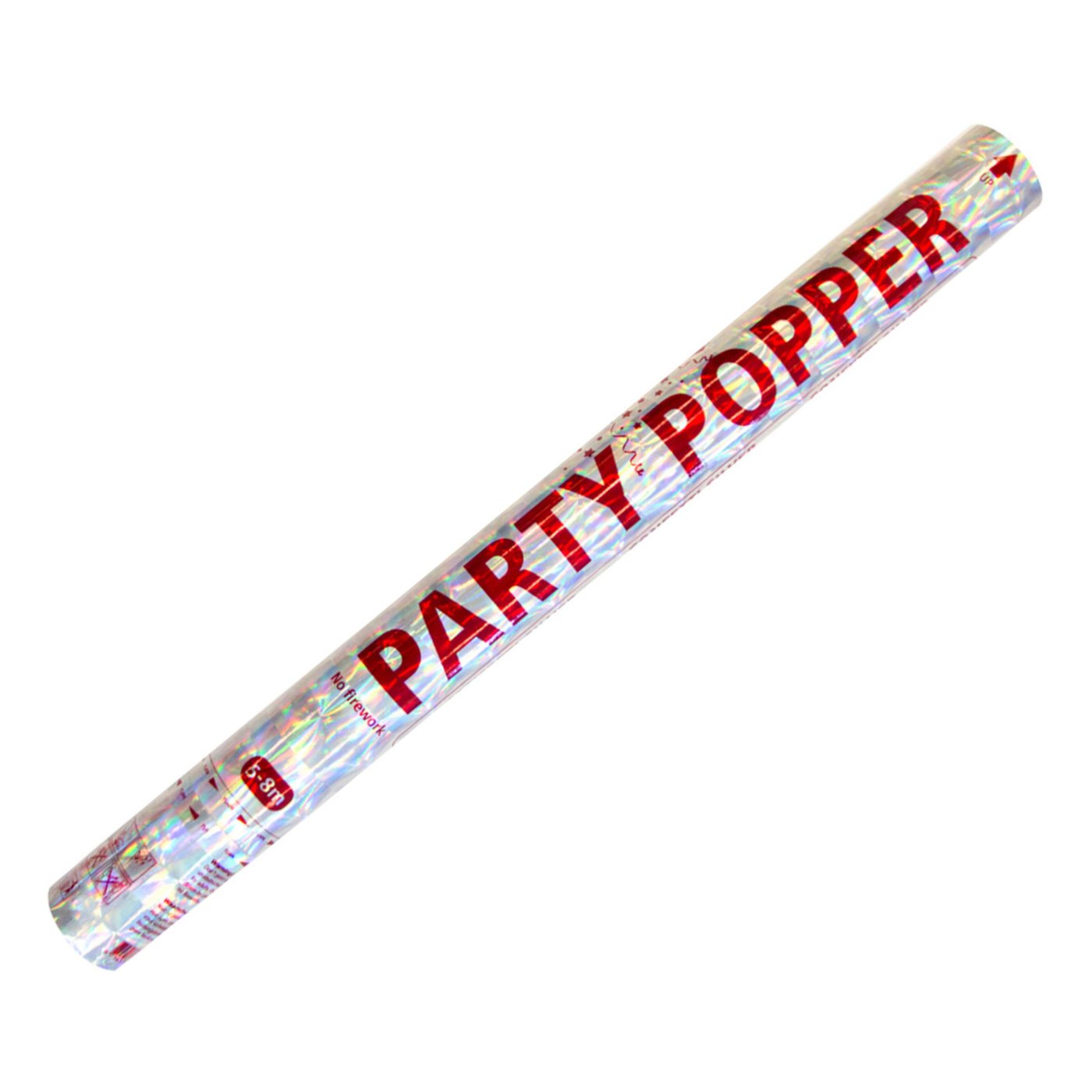 Konfettikanon med pappersremsor XL Silver