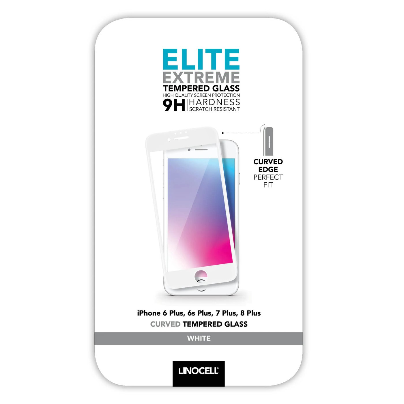Linocell Elite Extreme Curved Skärmskydd för iPhone 6, 7 och 8 Plus Vit