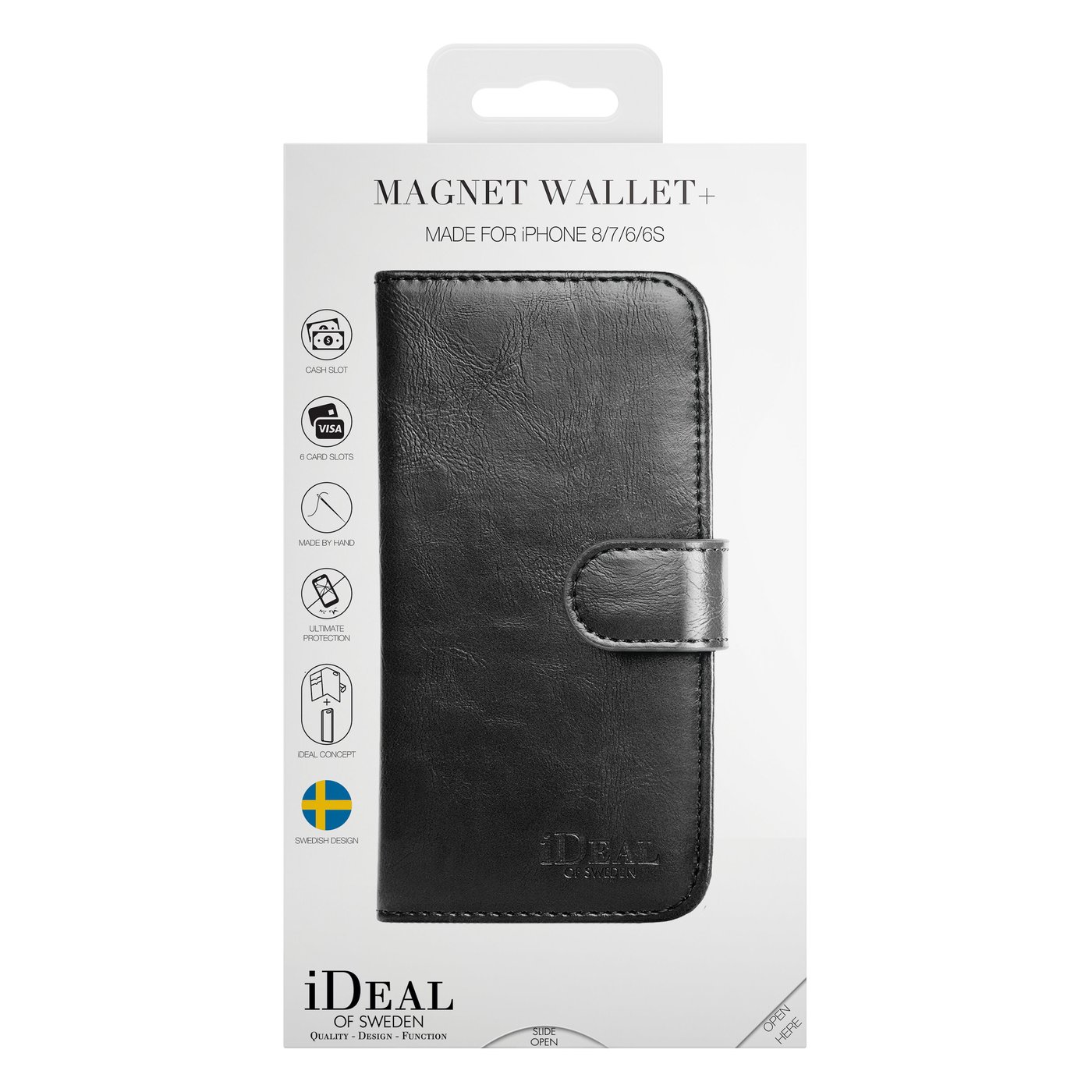 IDEAL OF SWEDEN Magnetisk mobilplånbok för iPhone 6/7/8/SE Svart