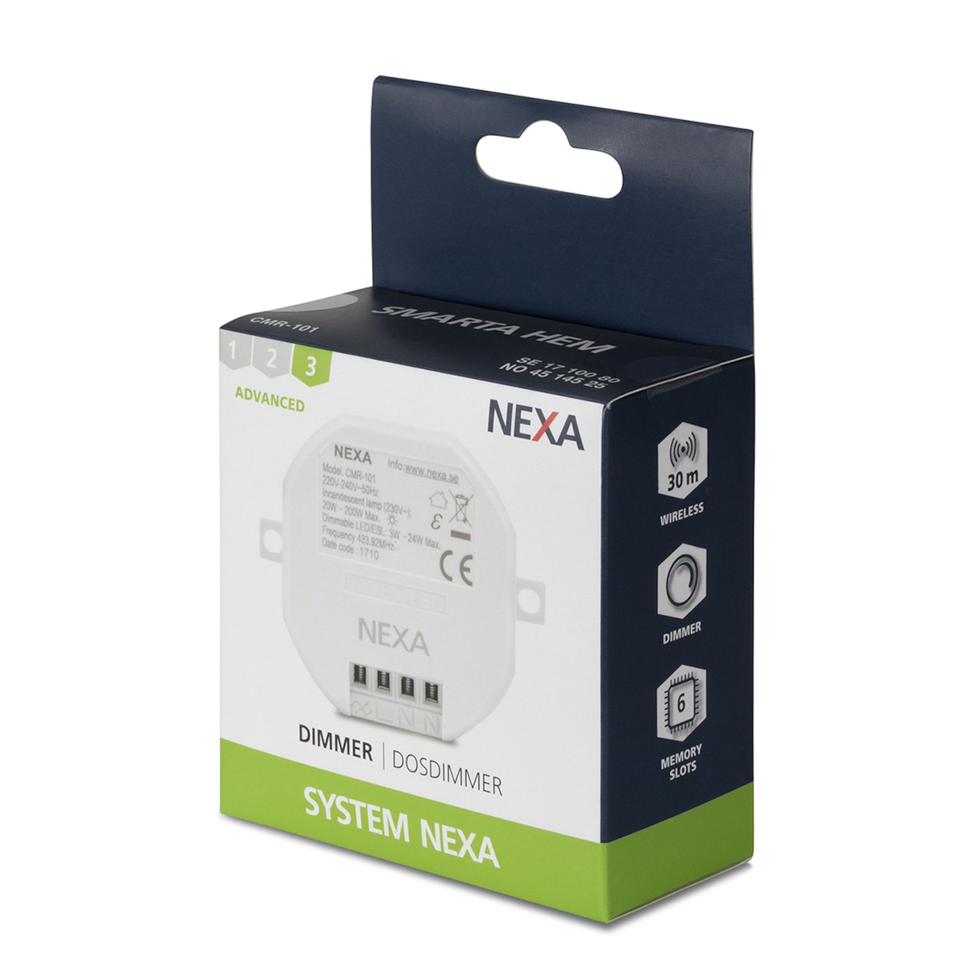 Nexa Innfelt fjernstrømbryter med dimmefunksjon
