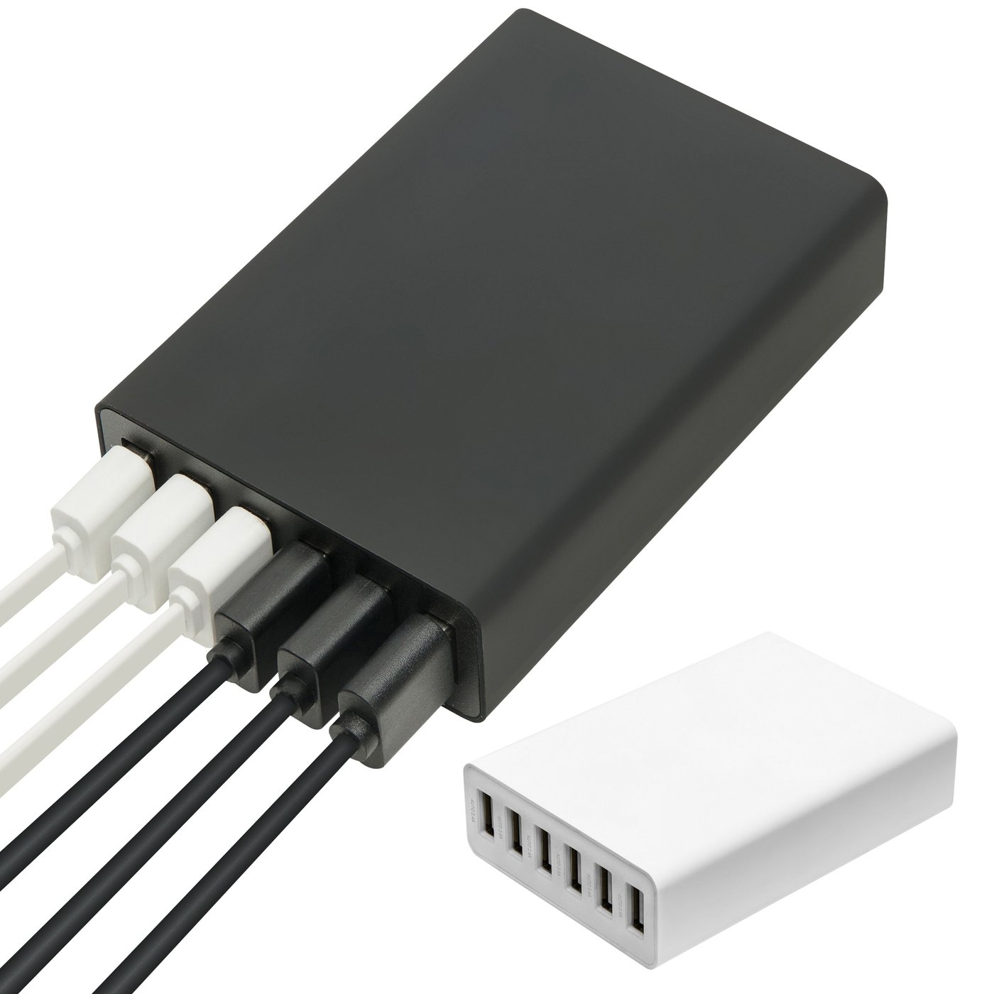 Linocell USB-ladestasjon med 6 porter Svart